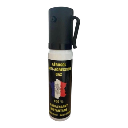 Gas protector individual en aerosol – 25 ml – Reactivo, tamaño de bolsillo – Alcance 2 m – 5 a 10 pulverizaciones – Efecto protector prolongado (hasta 30 min) – Formulado en Francia